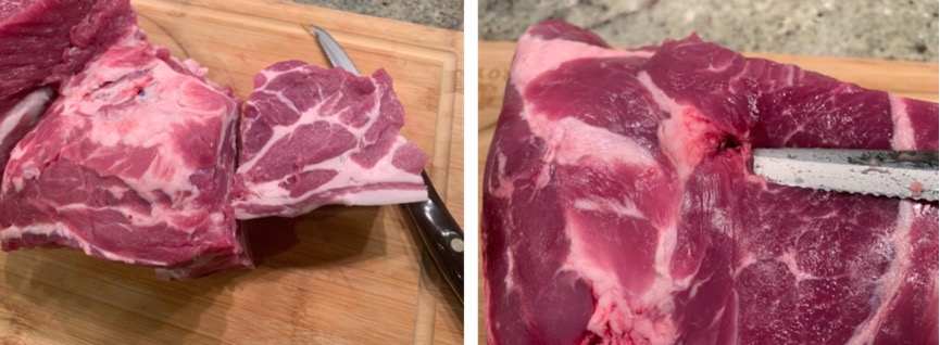 A knife cutting a piece of meat
Description automatically generated with low confidence